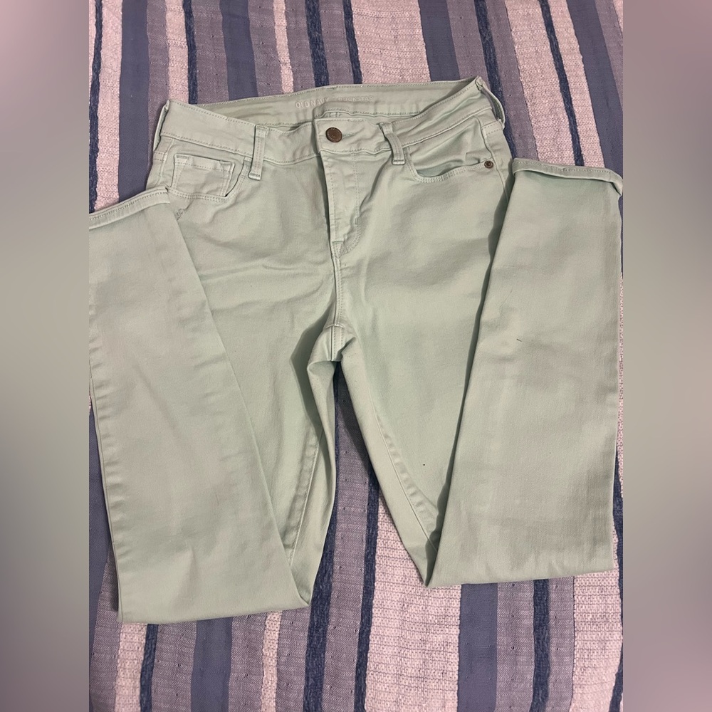Old Navy Light Green Rockstar Jeans